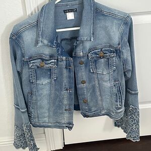 VENUS Light Blue Denim Jacket with Lace Cuffs NEW